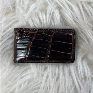 NWT - Dark Brown Genuine Alligator Skin Money Clip